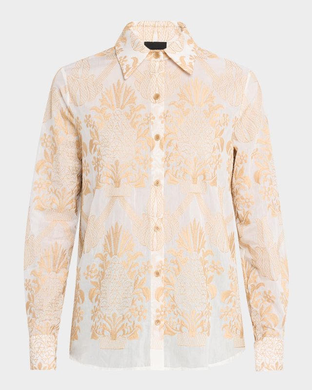 Sand Castle Long-Sleeve Boyfriend Shirt
